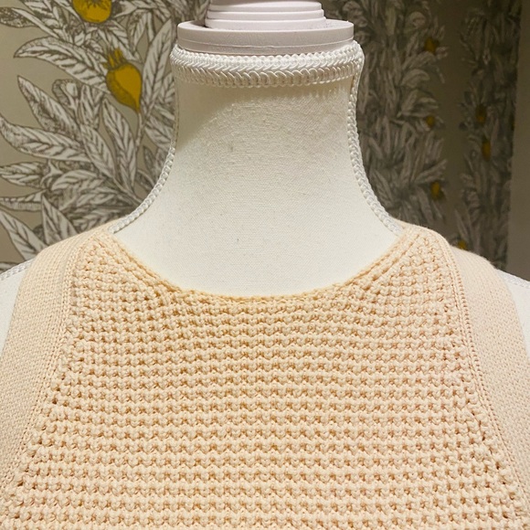 VINCE Cream Knit Waffle Sleeveless Sweater Tank Cotton Women Small - Picture 6 of 8